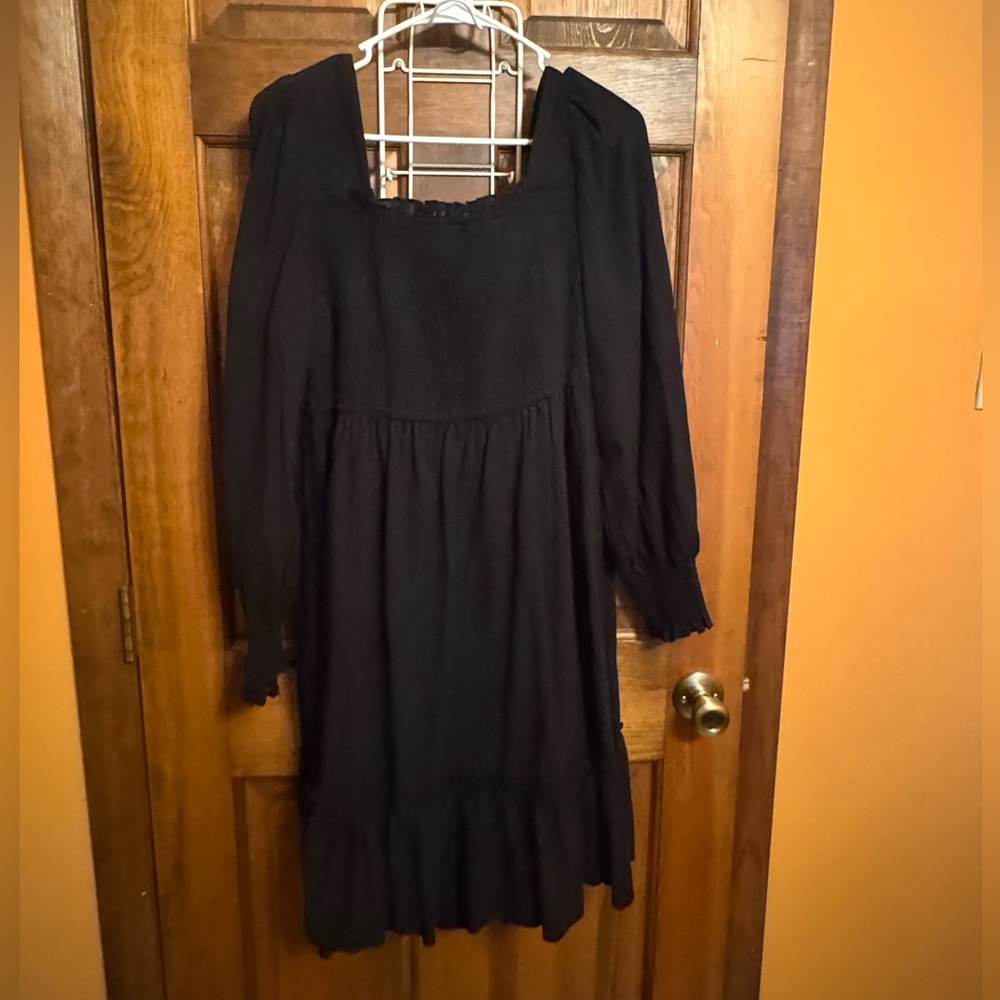Zexxxy Women's Square Neck Smocked Dresses Long  Sleeve Ruffle